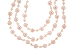64" Endless Pink and White Pearl Necklace - M.S.C. Sales