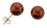 10.0-10.5mm Chocolate Freshwater Pearl Stud Earrings (SKU: 190617)