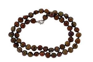 18" Knotted Chocolate Flat Shaped Pearl Necklace (SKU: 190286)