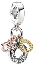 Pandora Triple Monogram Dangle Charm Sterling Silver Tri Color (SKU: 799044C01)