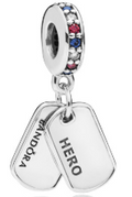 Pandora Hero Dog Tag Dangle Charm Sterling Silver (SKU: 797659CZRMX)