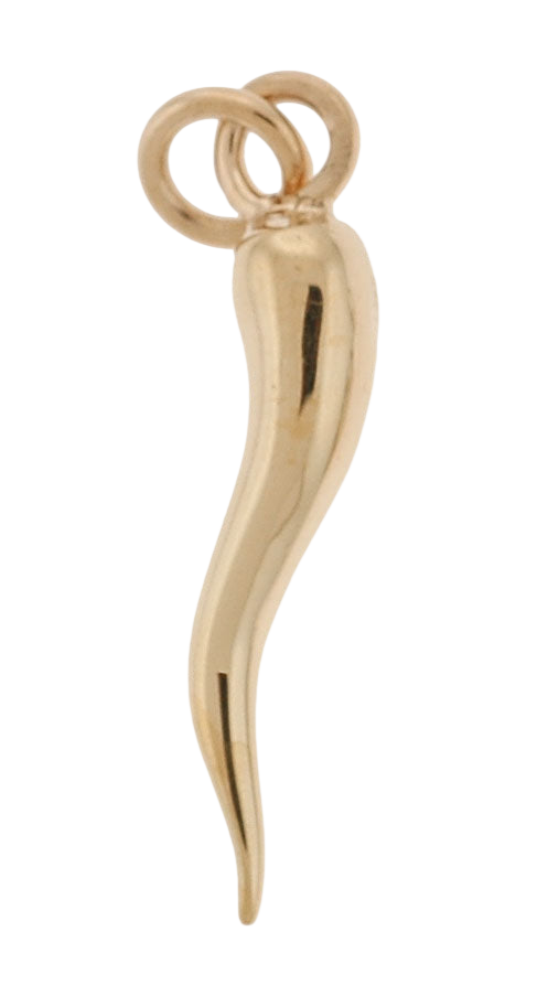 14K Yellow Gold Solid Small Italian Horn Charm SKU: 50024