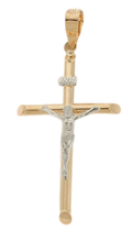 14K Two-Tone Barrel Style Crucifix w/Christ SKU: 50133