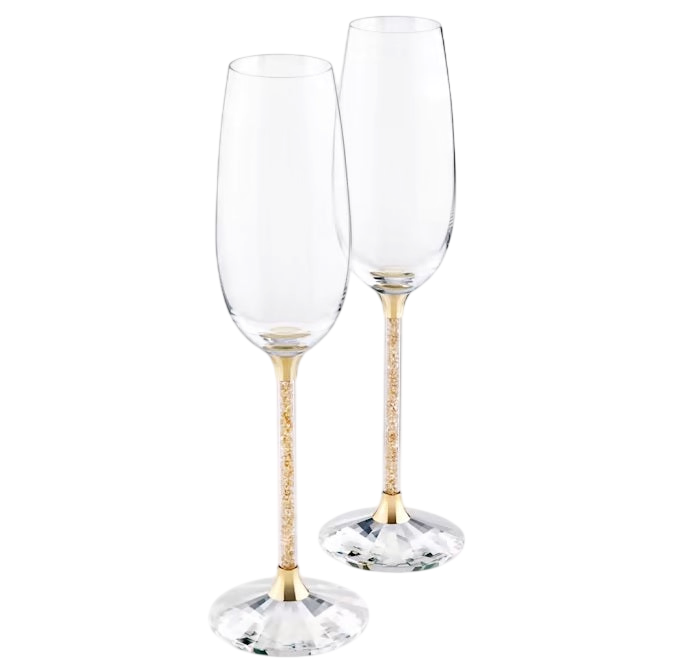 Swarovski Crystalline Toasting Flutes, Gold Tone - Set of Two (SKU: 5102143)