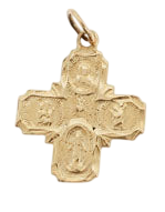 14K Yellow Gold Scapular with Sacred Heart of Jesus SKU: 52064