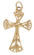 14K Yellow Gold Filigree Crucifix with Rounded Edges SKU: 52183