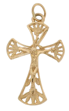 14K Yellow Gold Filigree Crucifix with Rounded Edges SKU: 52183