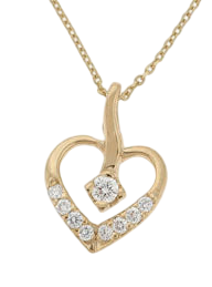 14K Yellow Gold Diamond Heart Pendant SKU: 56531