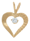 14K Yellow Gold Diamond Heart Pendant SKU: 57068