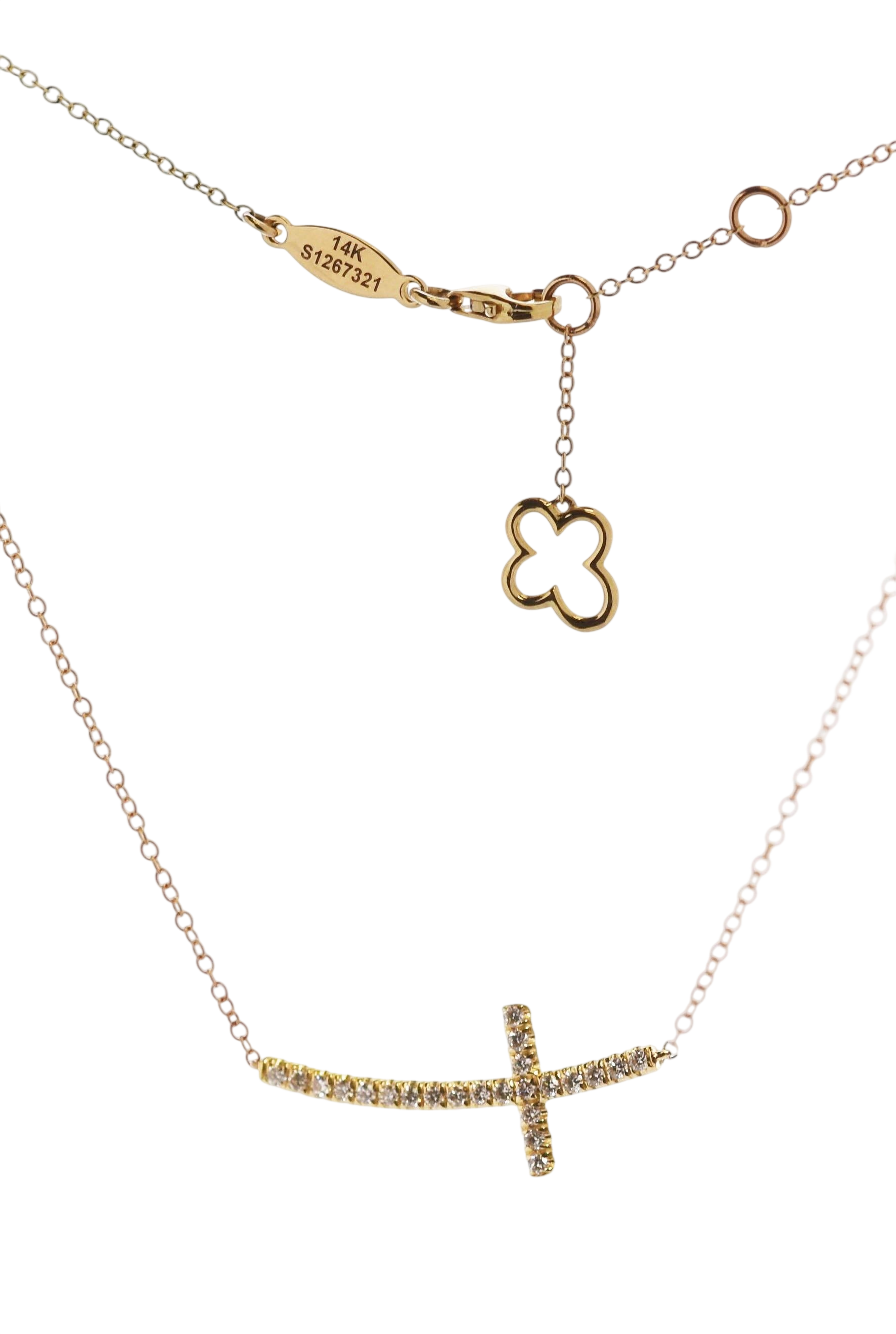 14K Yellow Gold Curved Sideways Cross - M.S.C. Sales