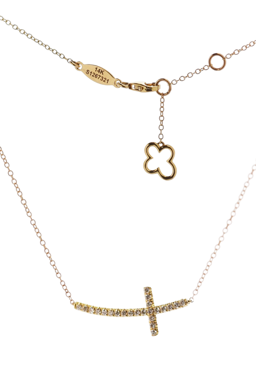 14K Yellow Gold Curved Sideways Cross - M.S.C. Sales