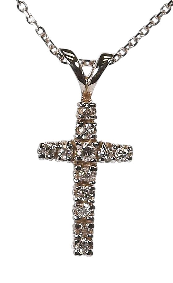 14KYG Prong Set Diamond Cross - M.S.C. Sales