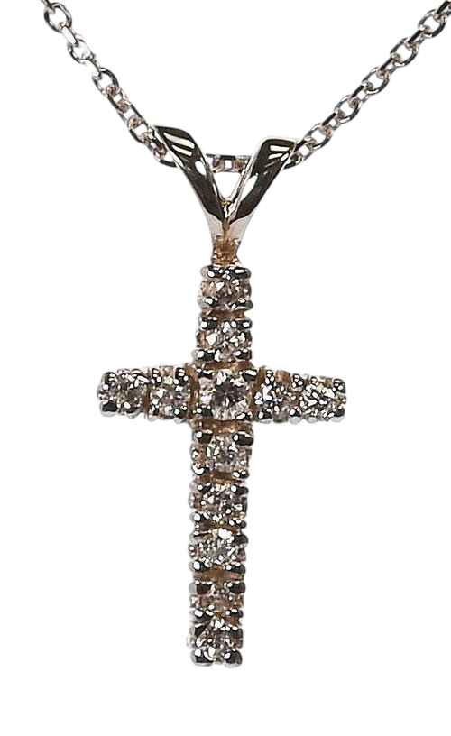 14KYG Prong Set Diamond Cross - M.S.C. Sales