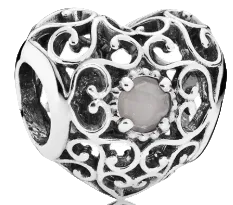 Pandora June Signature Heart Charm Sterling Silver (SKU: 791784MSG)