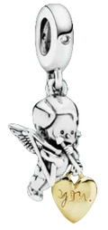 Pandora Shine Cupid and Heart Dangle Charm Sterling Silver (SKU:  767796CZ)