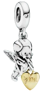 Pandora Shine Cupid and Heart Dangle Charm Sterling Silver (SKU:  767796CZ)