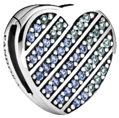 Pandora Reflexions Blue Pave Heart Charm (SKU:799346C01)