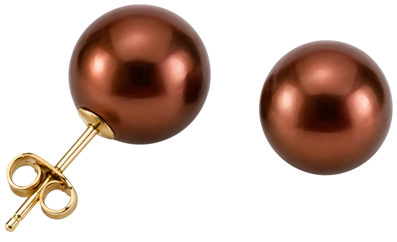 10.5-11.0mm Chocolate Freshwater Pearl Earring Studs (SKU: 190529)