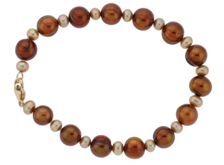 18" Chocolate and Champagne Potato Pearl Shaped Necklace w/Bracelet (SKU: 190811)