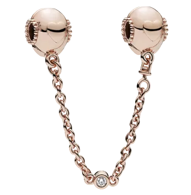 Pandora Rose Embossed Hearts Safety Chain 14kt Rose Gold Plated (SKU: 787636CZ05)