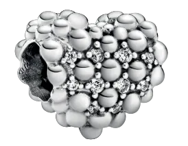 Pandora Beaded Sparkling Heart Charm Sterling Silver (SKU: 798681C01)