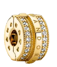 Pandora Shine Pave Lines And Logo Clip 14k Gold Plated (SKU: 769042C01)