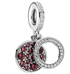 Pandora Sparkling Red Disc Dangle Charm Sterling Silver (SKU: 799186C03)