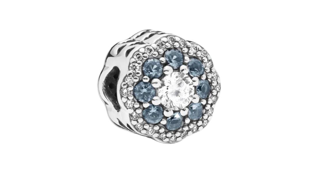 Pandora Blue Sparkle Flower Charm (SKU: 797851NMB)