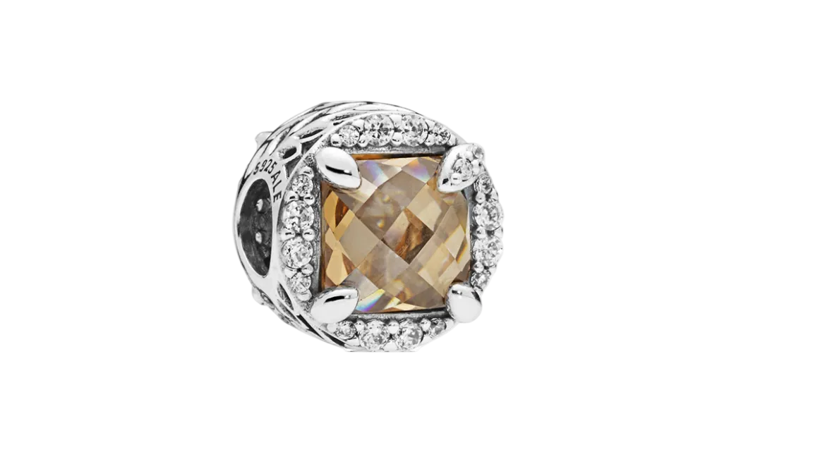 Pandora Radiant Grains Charm with Champagne Zirconia (SKU: 797650CZ)