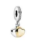 Pandora Double Heart Sterling Silver & 14kt Yellow Gold Charm (SKU: 799162C01)