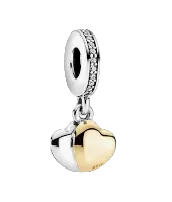 Pandora Double Heart Sterling Silver & 14kt Yellow Gold Charm (SKU: 799162C01)