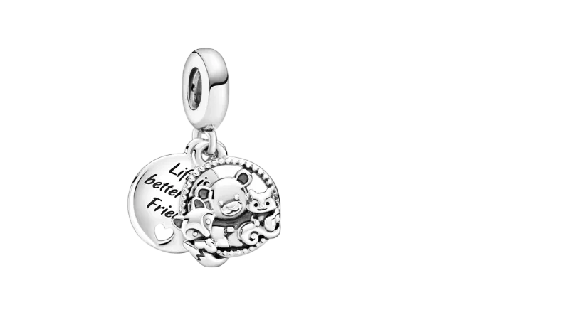Pandora Bear, Fox and Squirrel Dangle Sterling Silver Animal Charm (SKU: 799078C00)