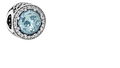 Pandora Glacier Blue Radiant Hearts Sterling Silver Charm (SKU:791725NGL)