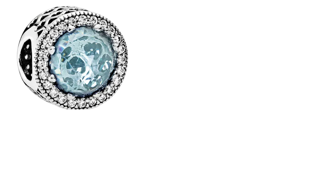 Pandora Glacier Blue Radiant Hearts Sterling Silver Charm (SKU:791725NGL)