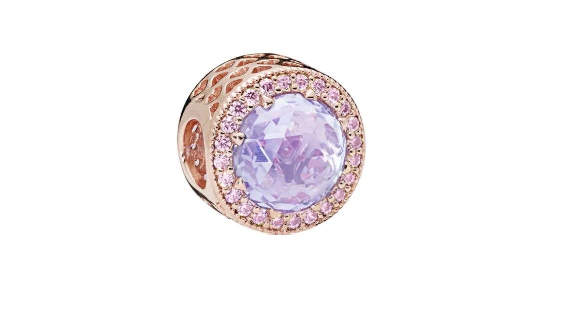 Pandora Rose Radiant Hearts Charm with Lavender Zirconia (SKU:781725LCZ)