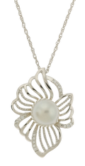 Floral South Seas Pearl Pendant Necklace (SKU: 192630)