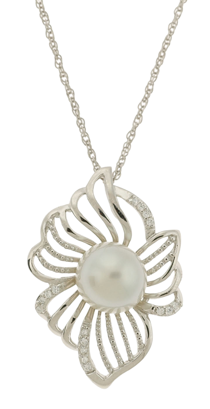 Floral South Seas Pearl Pendant Necklace (SKU: 192630)