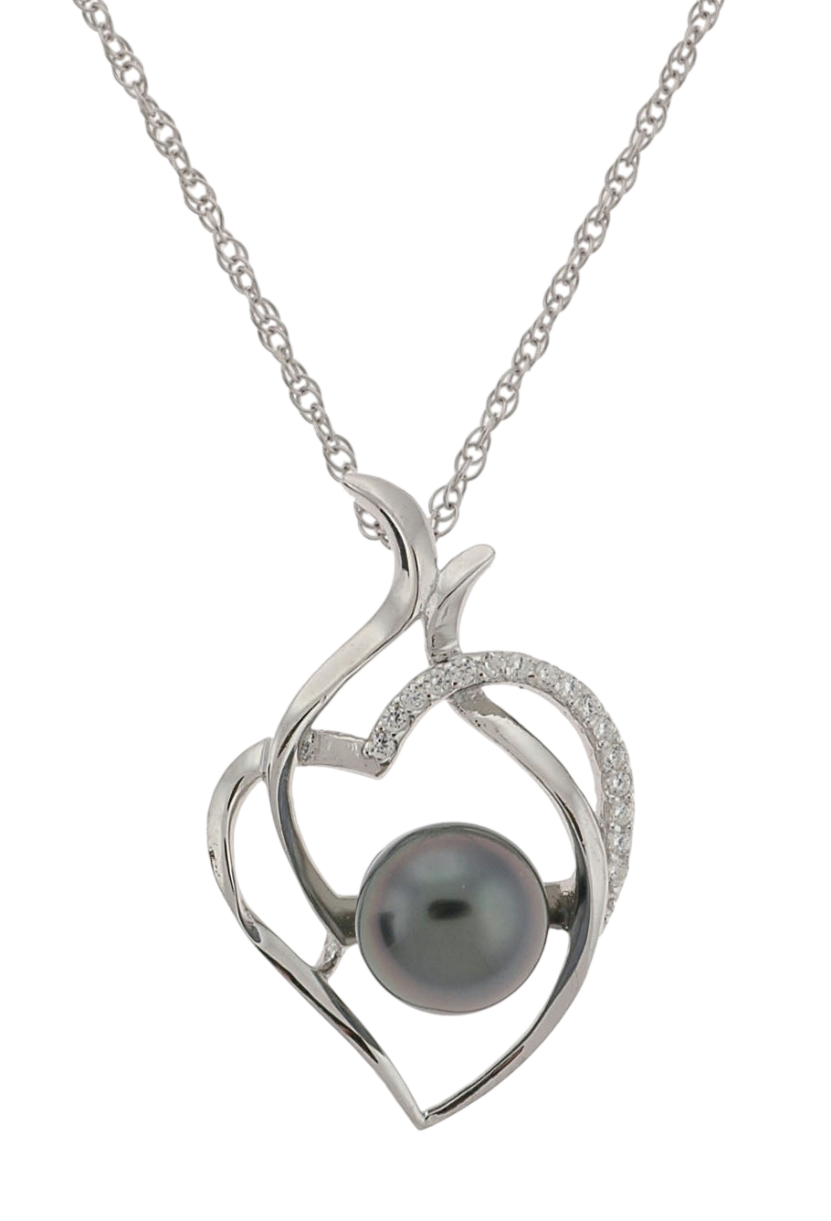 Leaf-Heart Tahitian Pearl Necklace (SKU: 192633)