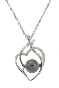 Leaf-Heart Tahitian Pearl Necklace (SKU: 192633)