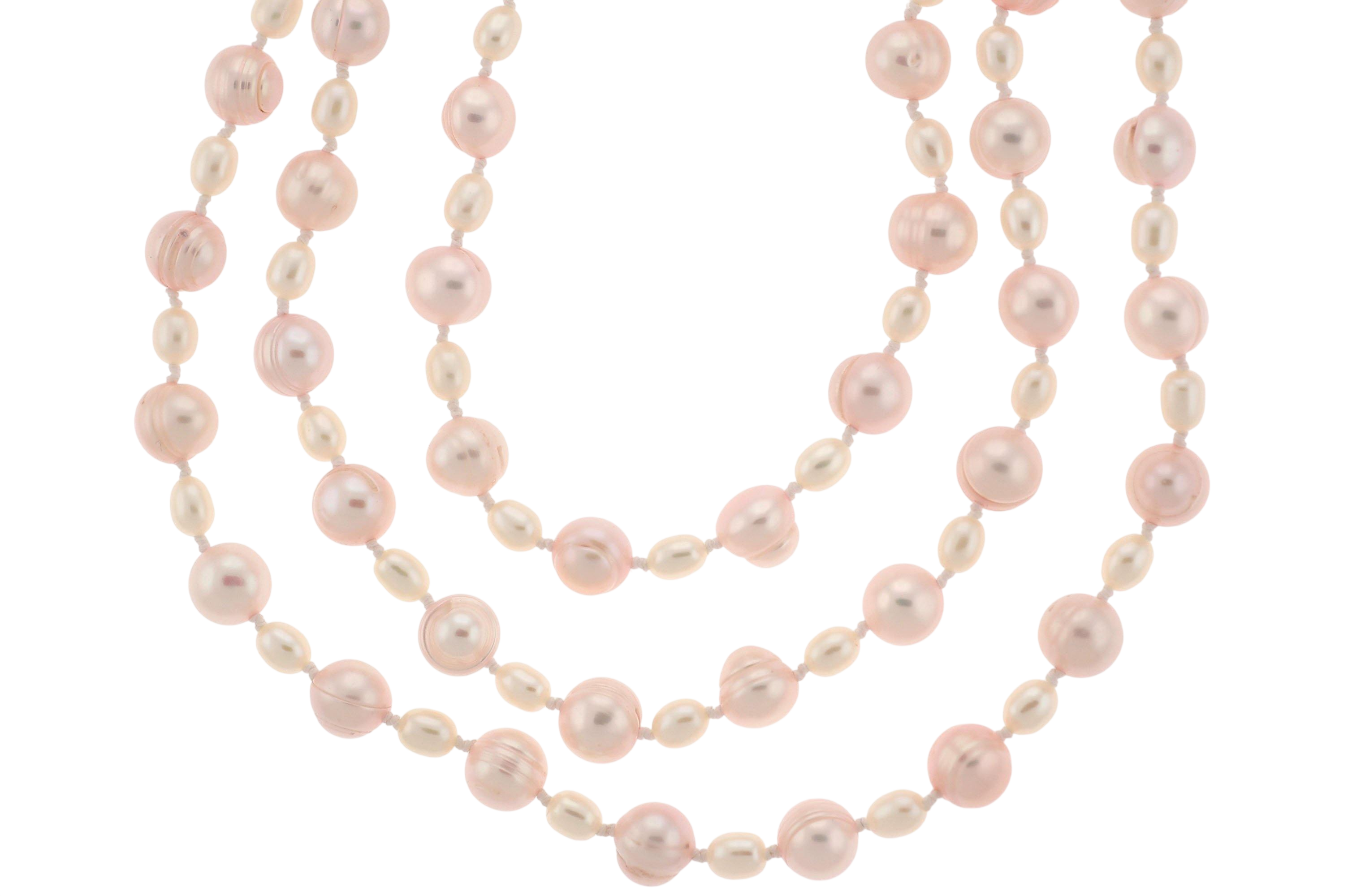 64" Endless Pink and White Pearl Necklace - M.S.C. Sales