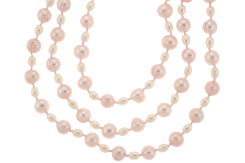 64" Endless Pink and White Pearl Necklace - M.S.C. Sales