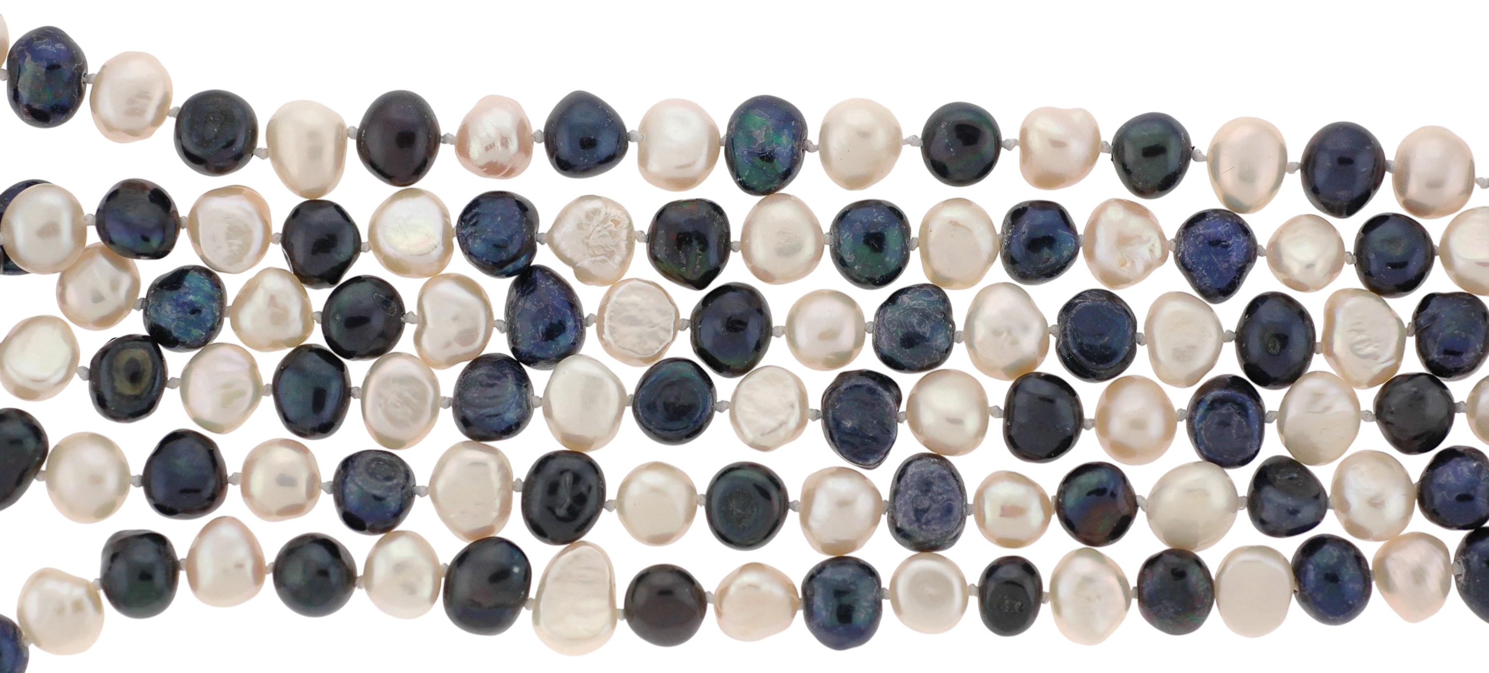 64" Endless Black & White Baroque Freshwater Pearl Necklace - M.S.C. Sales