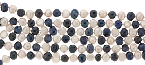 64" Endless Black & White Baroque Freshwater Pearl Necklace - M.S.C. Sales