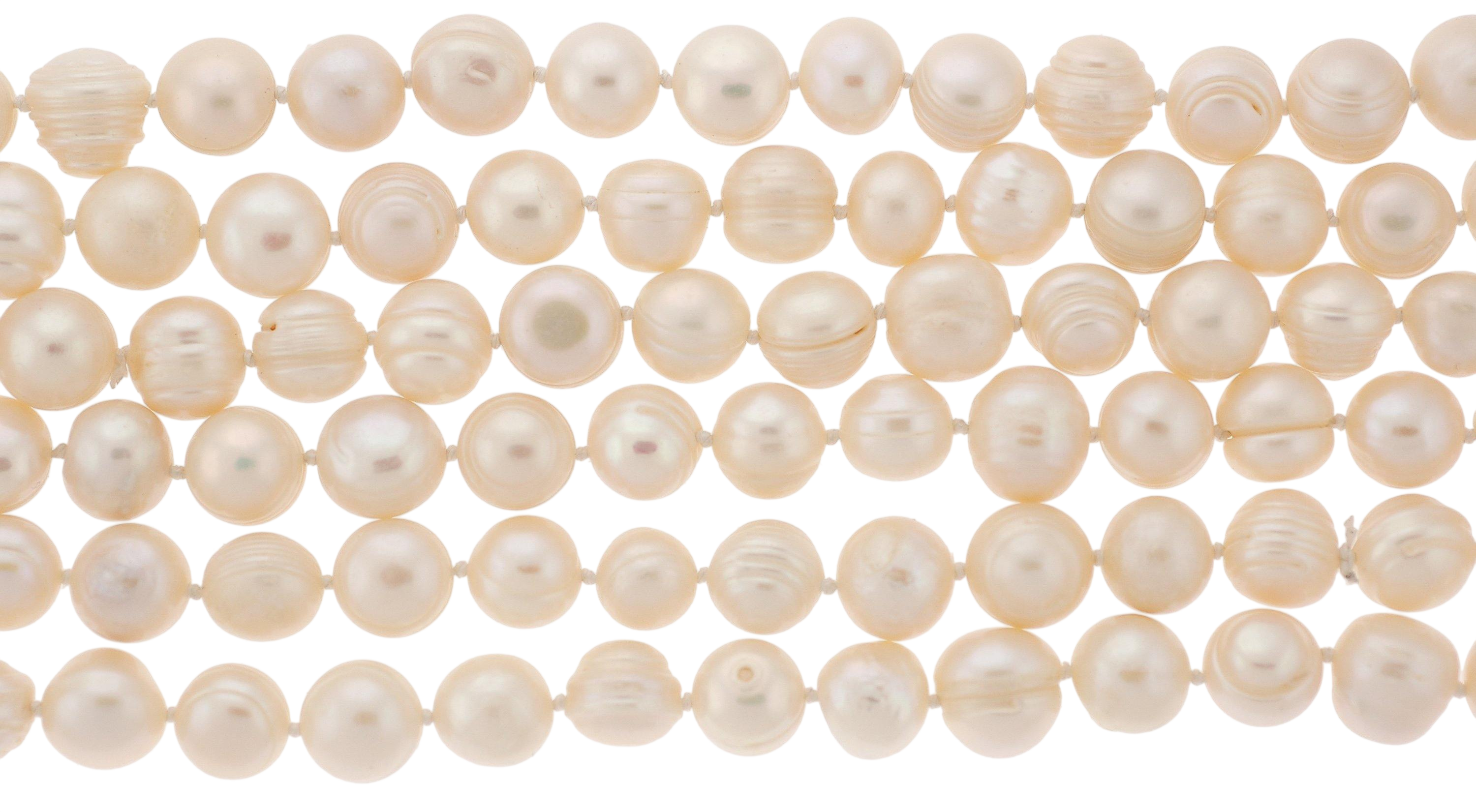 64" Endless White Pearl Strand Ringed Freshwater Pearls - M.S.C. Sales