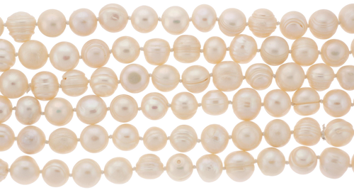 64" Endless White Pearl Strand Ringed Freshwater Pearls - M.S.C. Sales