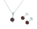 Chocolate Freshwater Button Pearl Pendant Necklace w/ Pearl Stud Earrings (SKU: 191464)