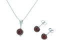 Chocolate Freshwater Button Pearl Pendant Necklace w/ Pearl Stud Earrings (SKU: 191464)