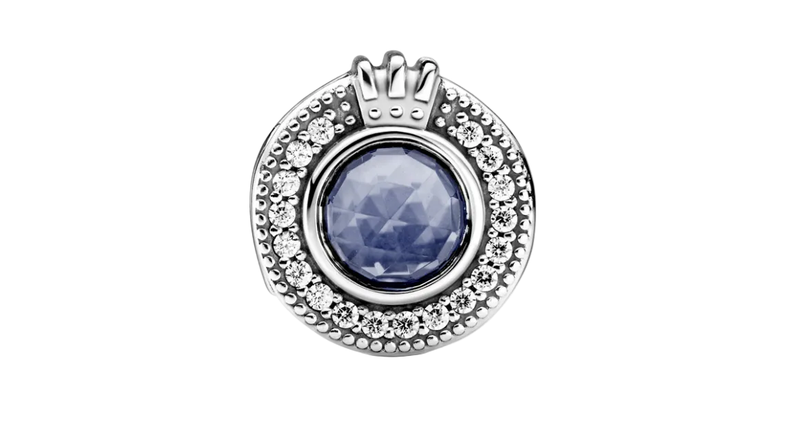 Pandora Sparkling Blue O Crown Charm (SKU: 799058C01)