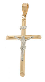 14K Two-Tone Barrel Style Crucifix w/Christ SKU: 50133