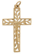 14K Yellow Gold Filigree Crucifix SKU: 52178